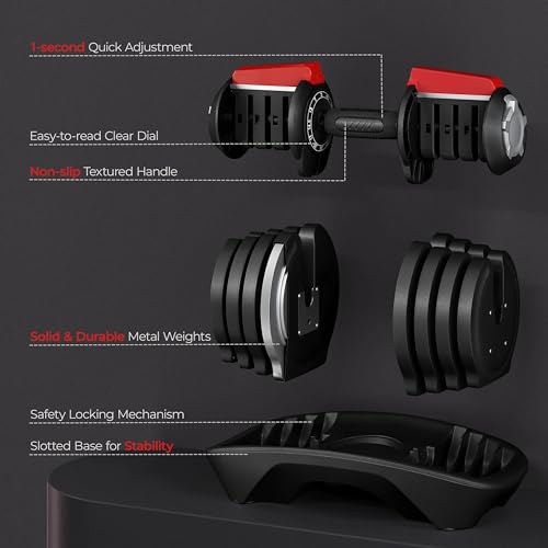 Adjustable Dumbbell Set 40LB/52.5LB/90LB with Anti-Slip Handle D38528