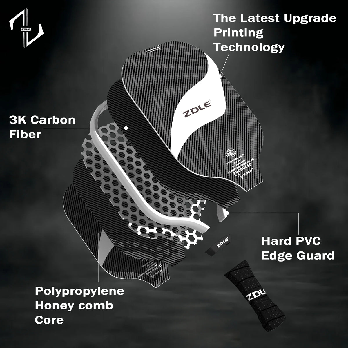 Graphite Pickleball Paddle Set with 3K Carbon Fiber Polymer Honeycomb Core R57450