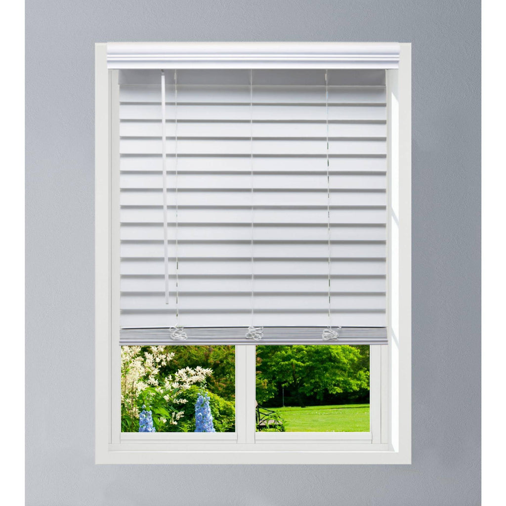 White Faux Wood Cordless Blinds T8041
