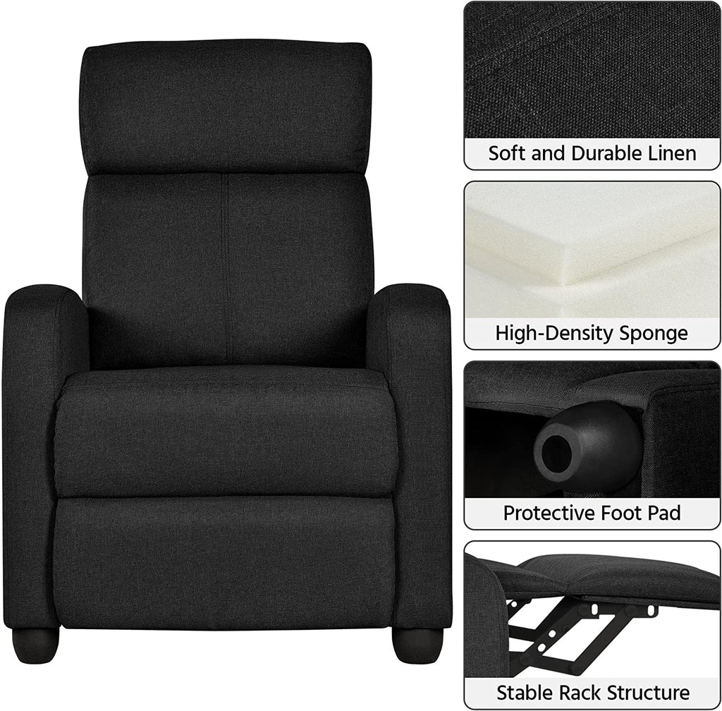 2-Seat Fabric Pushback Recliner Chair with Thick Seat Cushion V924