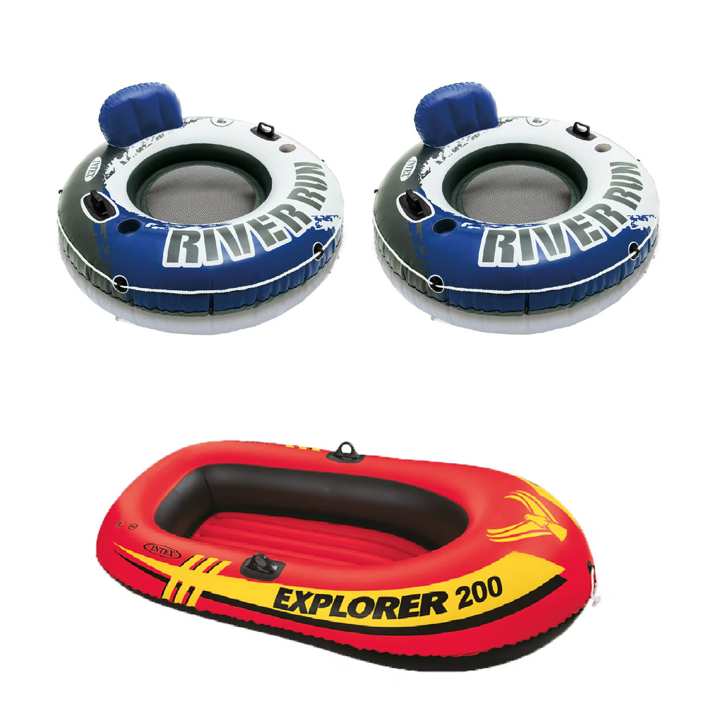 Inflatable 2 Person Raft with 1-Person Inflatable Tube (2 Pack) T4962