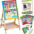 Double-Sided Adjustable Easel with Magnetic Sponge and Chalks F3276