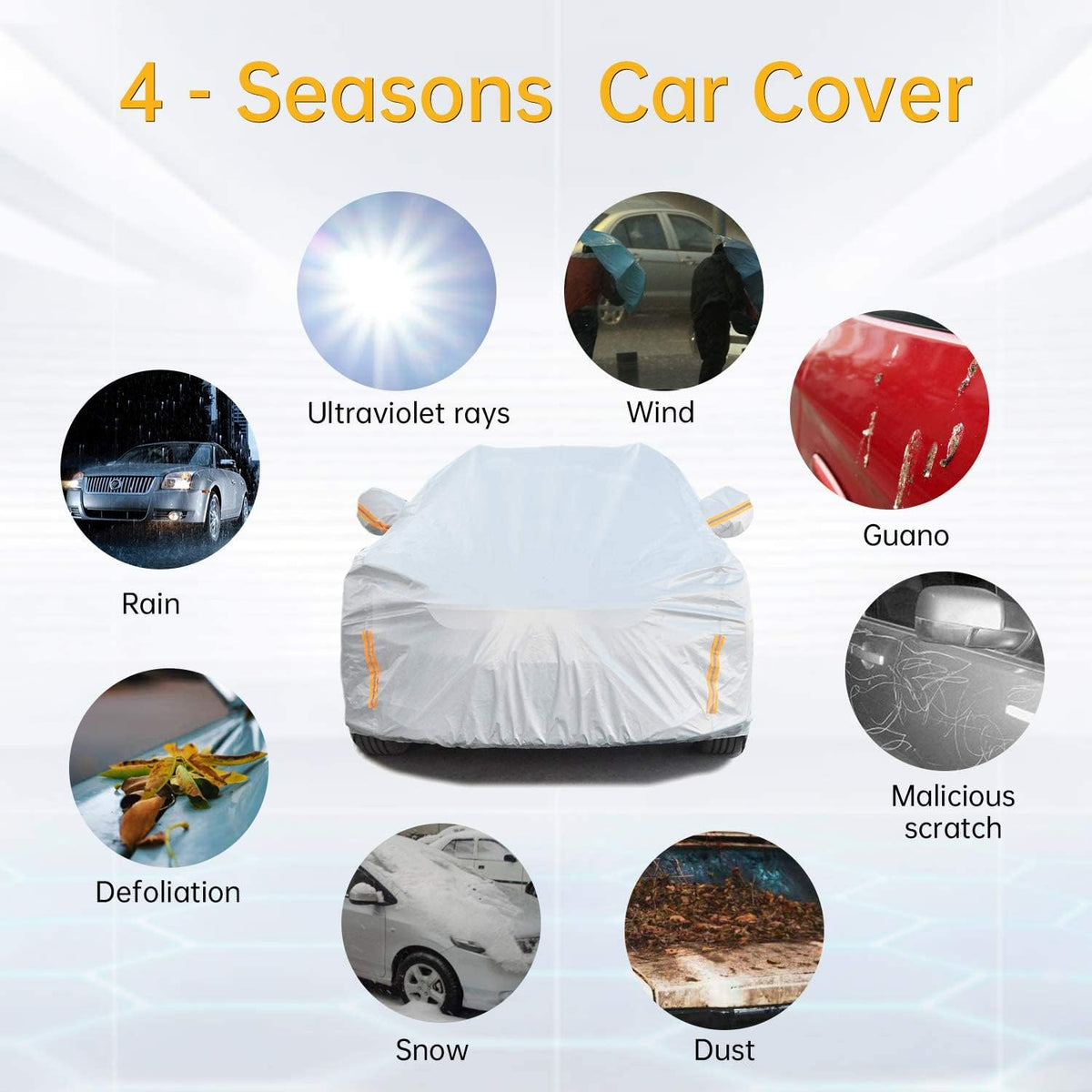 6 Layers Waterproof Cotton Car Cover with Zipper N821552