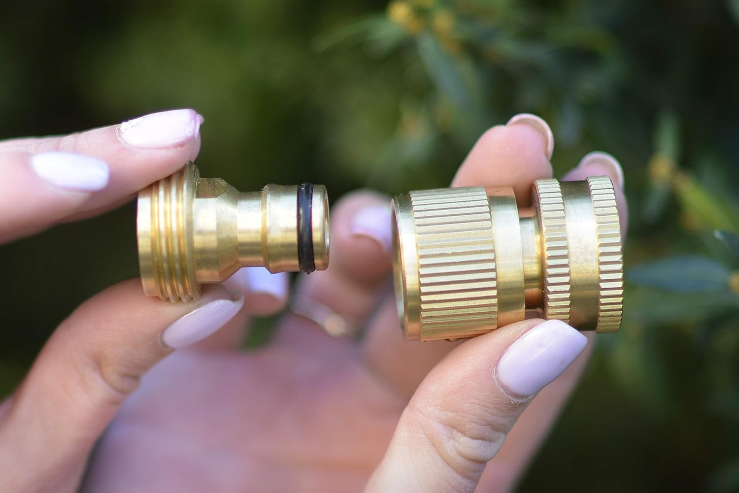 Solid Brass 3/4 inch GHT Garden Hose Quick Connector Set, Pack of 2 O28204