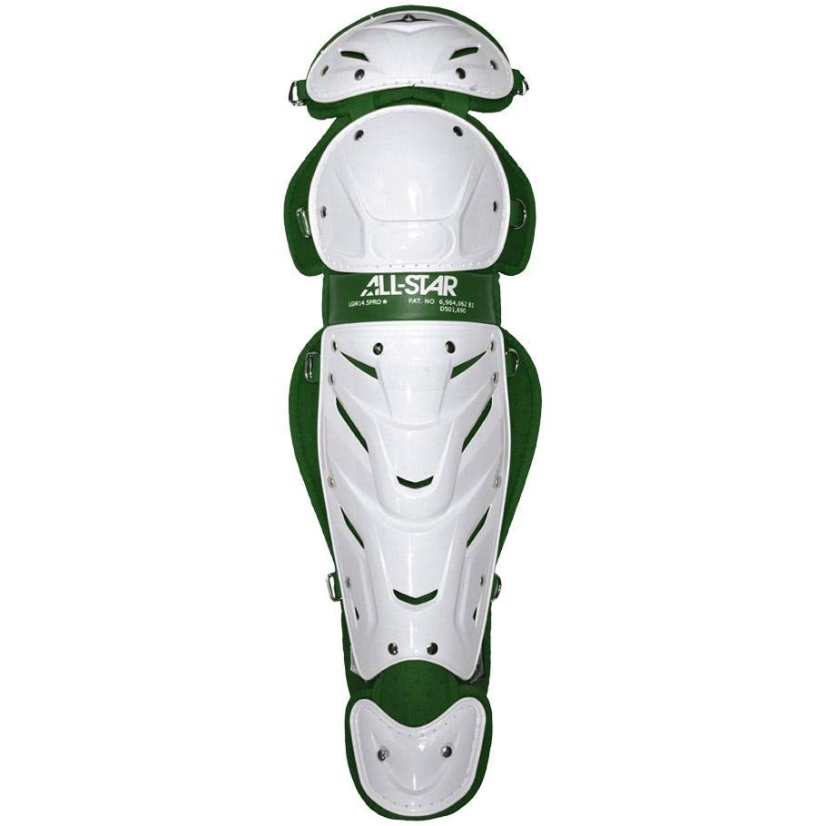 14.5x22 Softball Leg Guards in White/Dark Green U740004