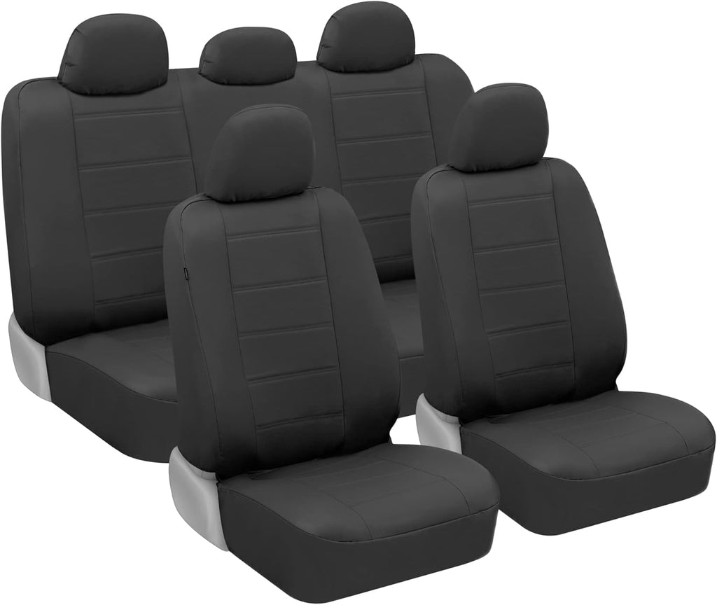Beige Faux Leather Seat Covers Full Set Pack of 2 U58816