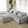 Grey Chenille Sectional Sofa with Convertible Ottoman W32256