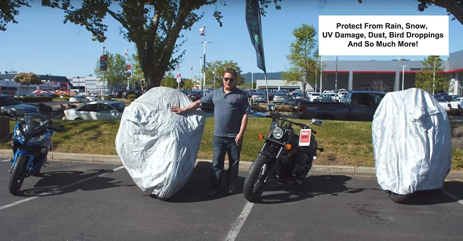 Motorcycle Cover with Reinforced Securing Straps and Storage Bag E86420