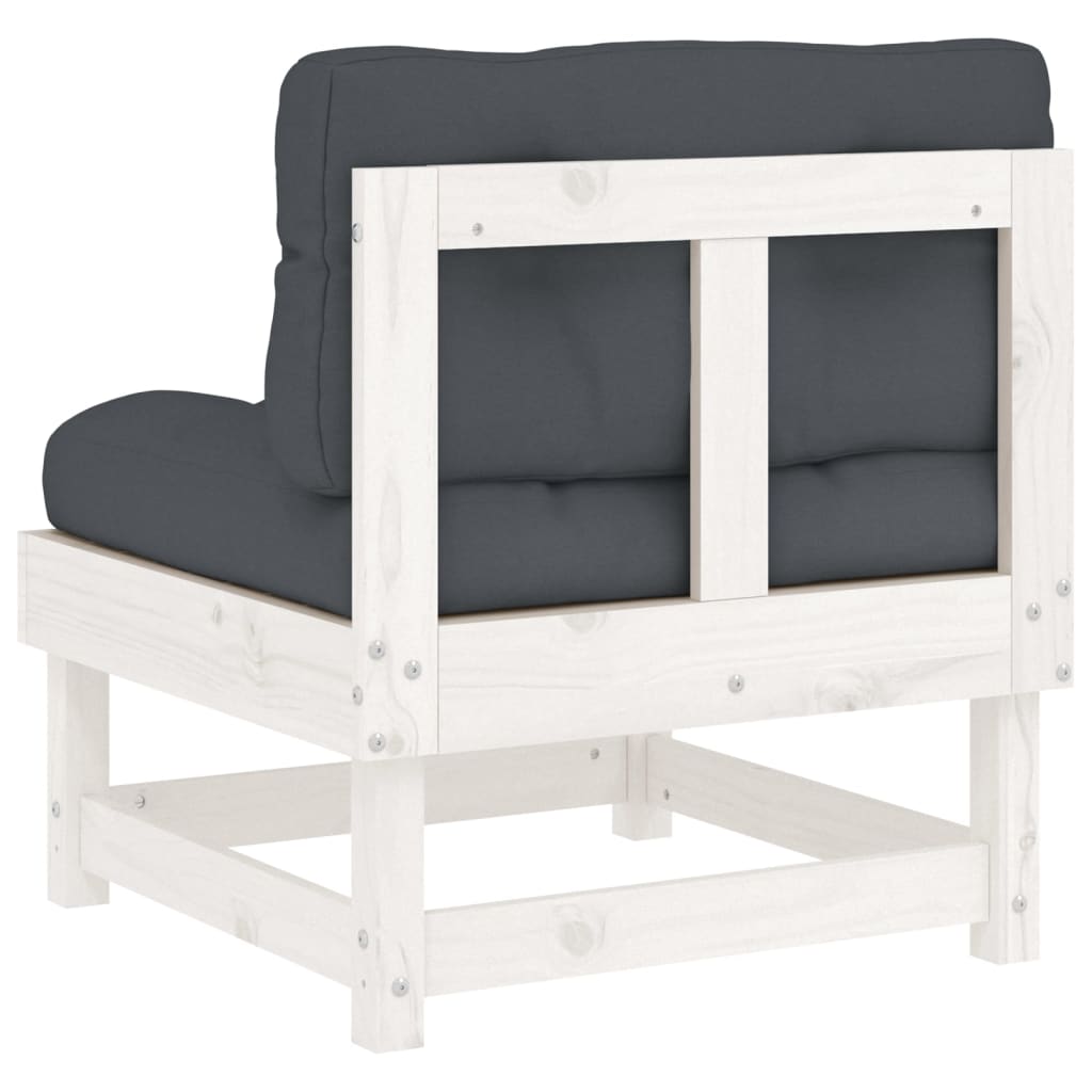 White Solid Wood Pine Sofa with Cushions V7774