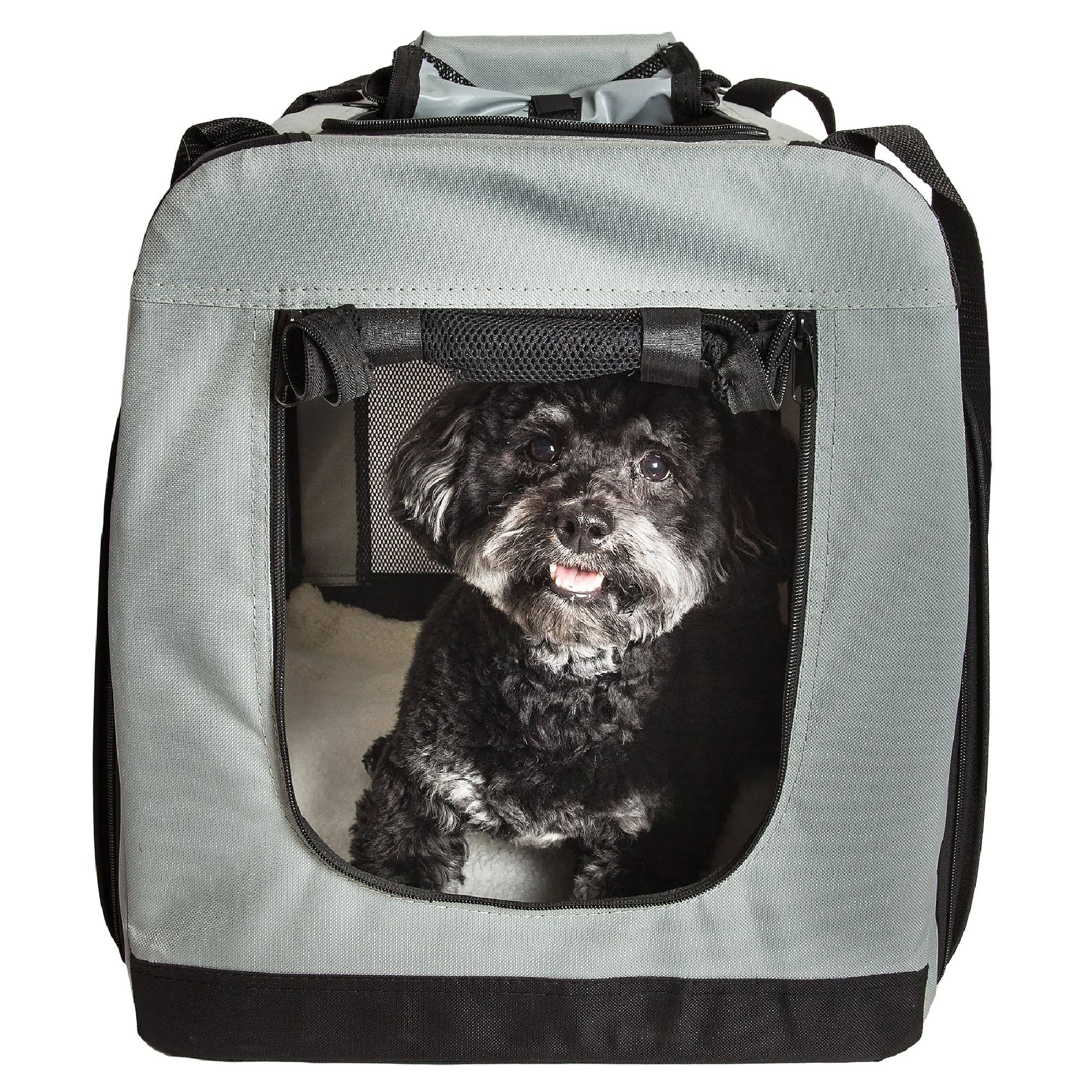 Grey Metal Framed Soft-Folding Dog Crate I7700