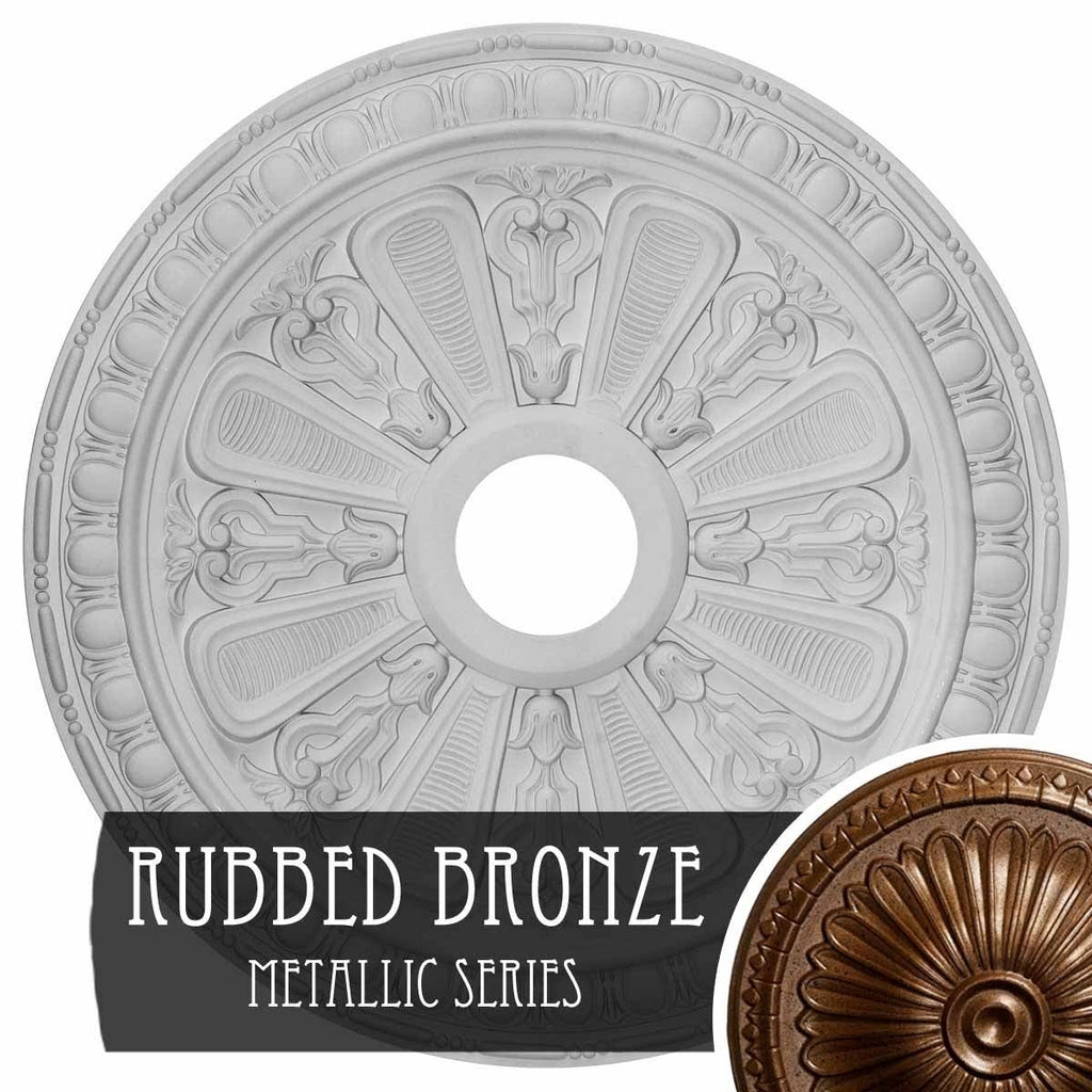 23 1/2x22OD x 3 7/8x22ID x 1x22P Hand-Painted Rubbed Bronze Ceiling Medallion K416