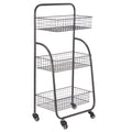 Black 3-Tiered Iron Storage Cart with Caster Wheels C997