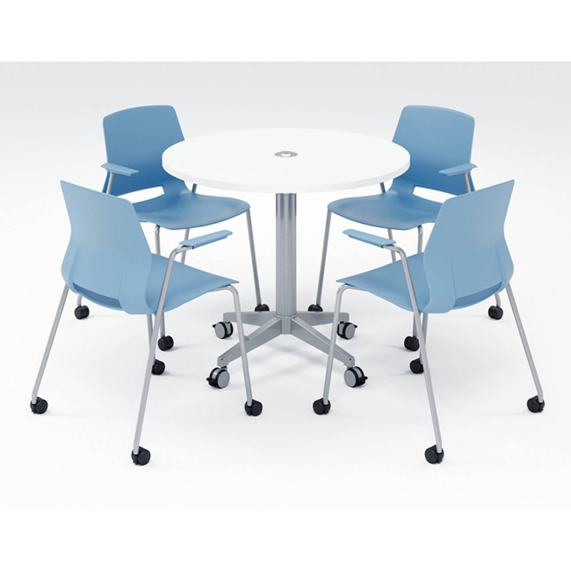 Stacking Arm Chair with Casters, Peri Red S3072