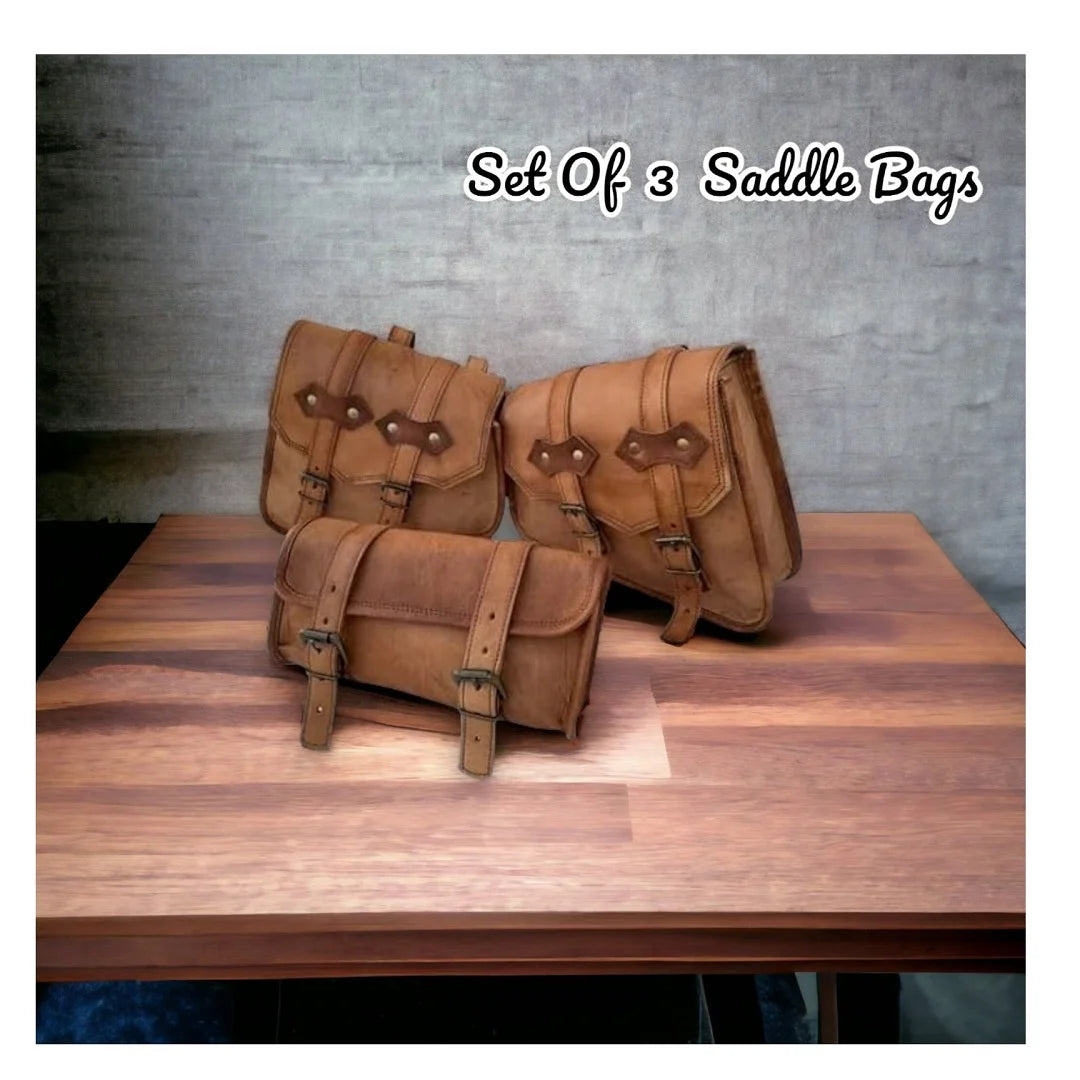 Leather Saddle Bag Set of 3 E479