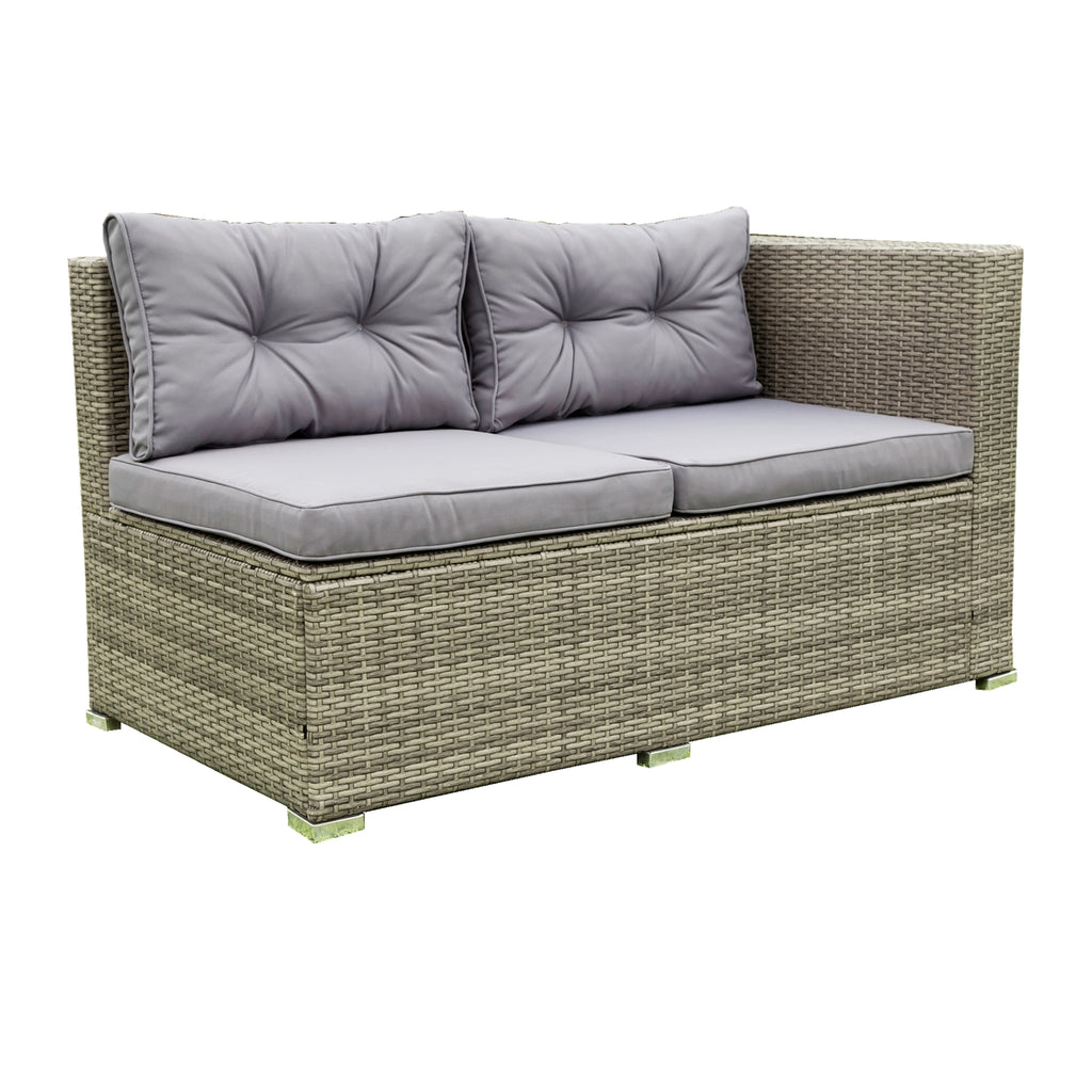 4 Pcs Patio Rattan Wicker Sectional Sofa Set with Glass Coffee Table and Storage Box A32211
