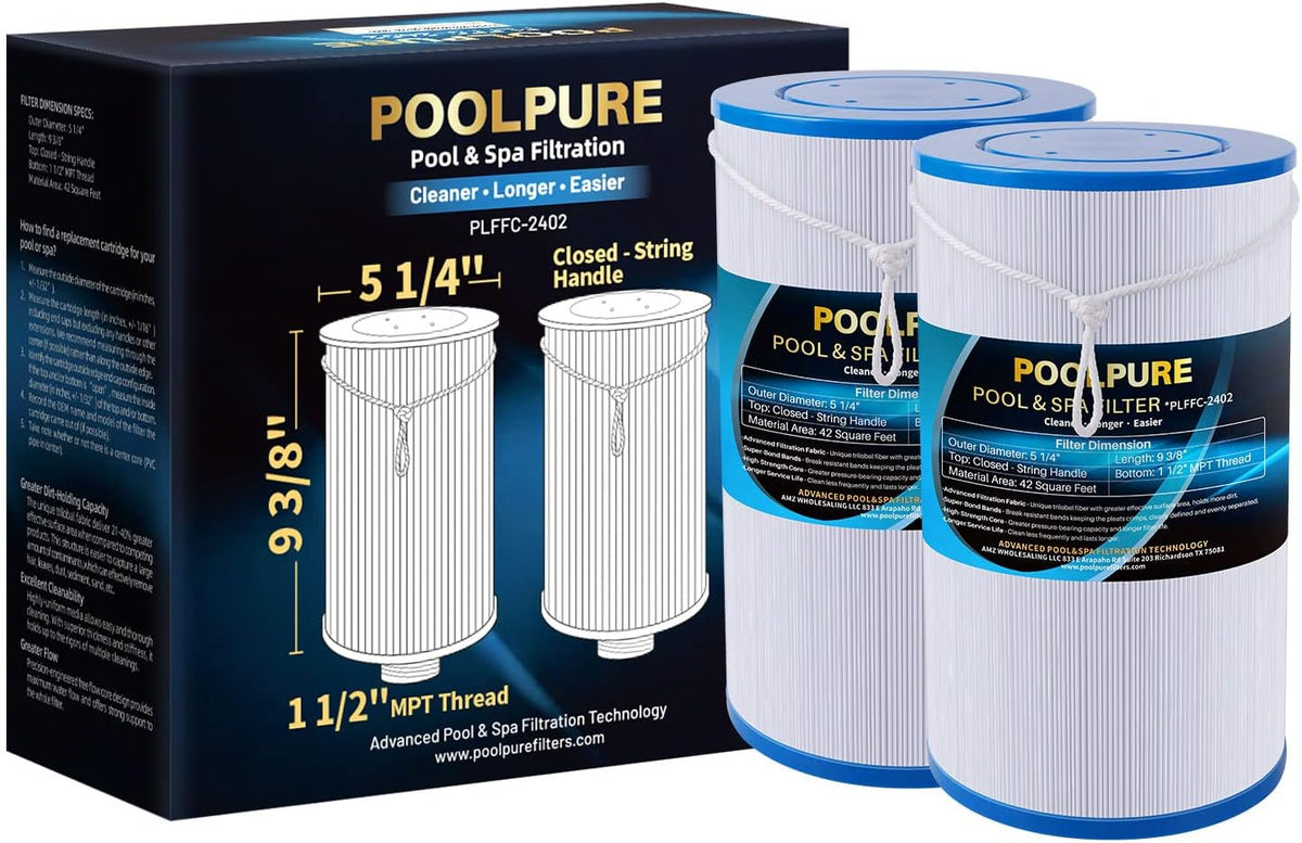 Spa Filter, 2 Pack, 1 1/2" MPT Thread E247704