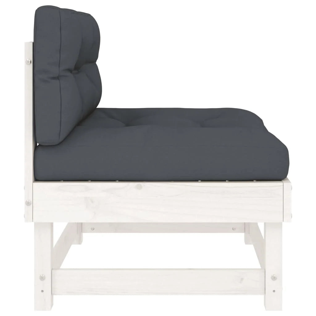 White Solid Wood Pine Sofa with Cushions V7774