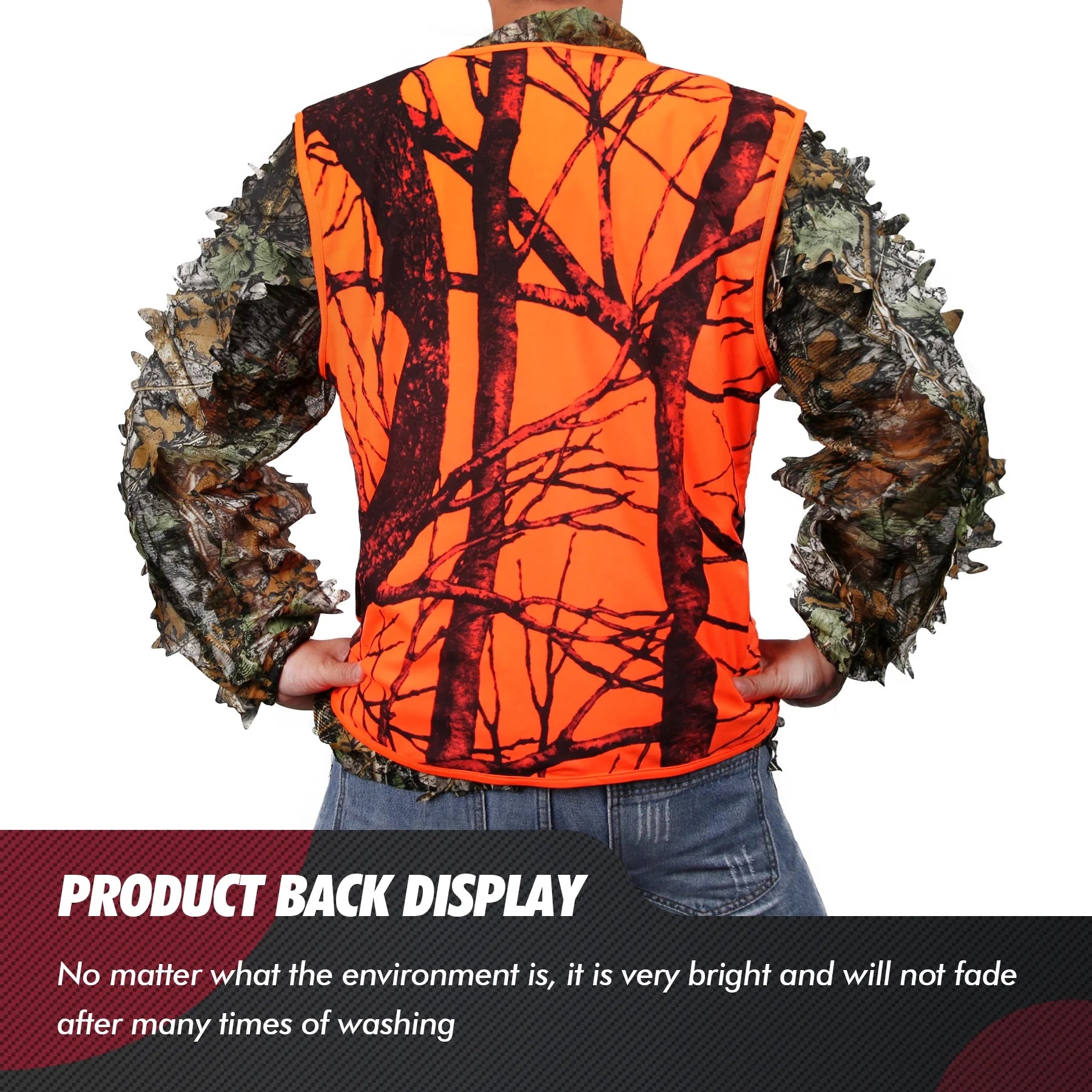 Orange Lightweight Hunting Vest with Zipper Closure (M) C75514