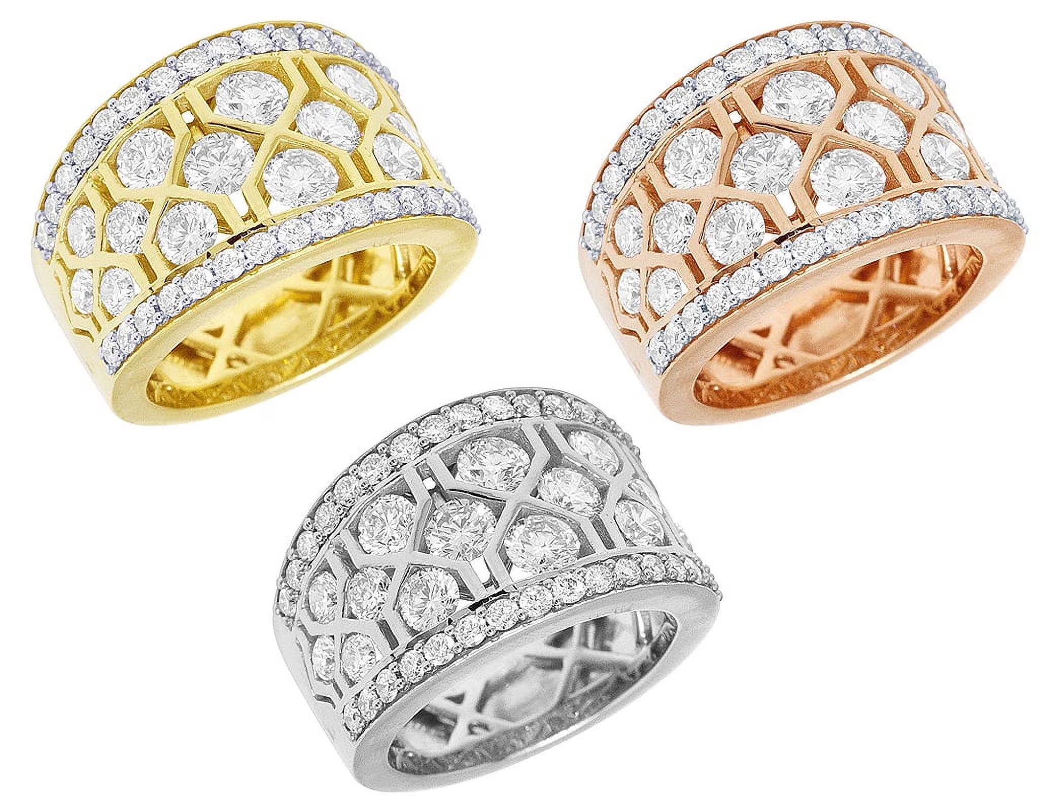 Geometric Mesh Diamond Band Ring N30009