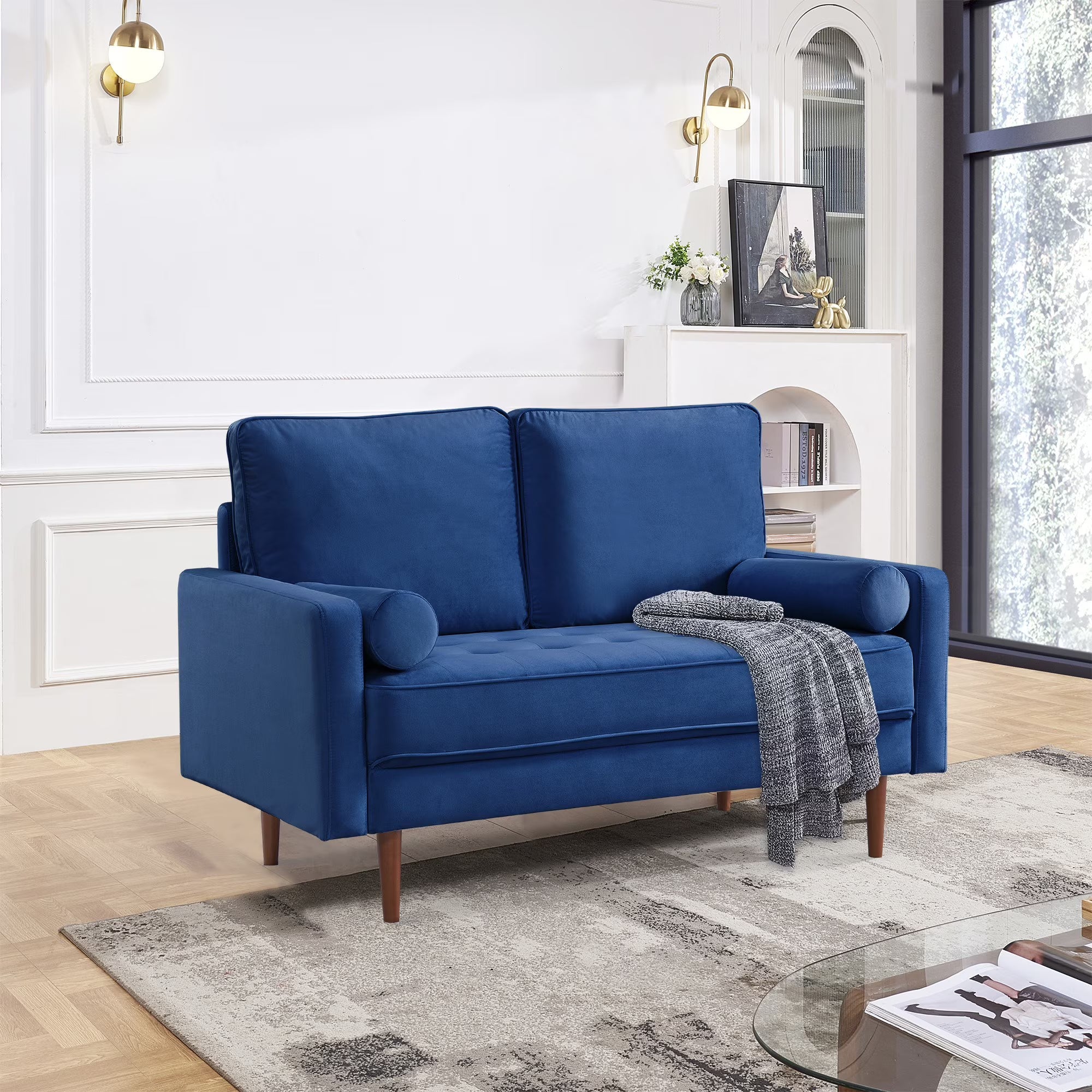 Blue Velvet Tufted Sofa Couch I13812