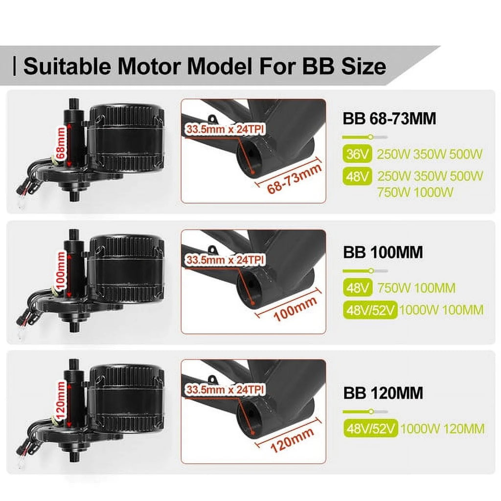 48V 1000W Bafang Mid Motor EBIKE Conversion Kit 68-73mm I24380