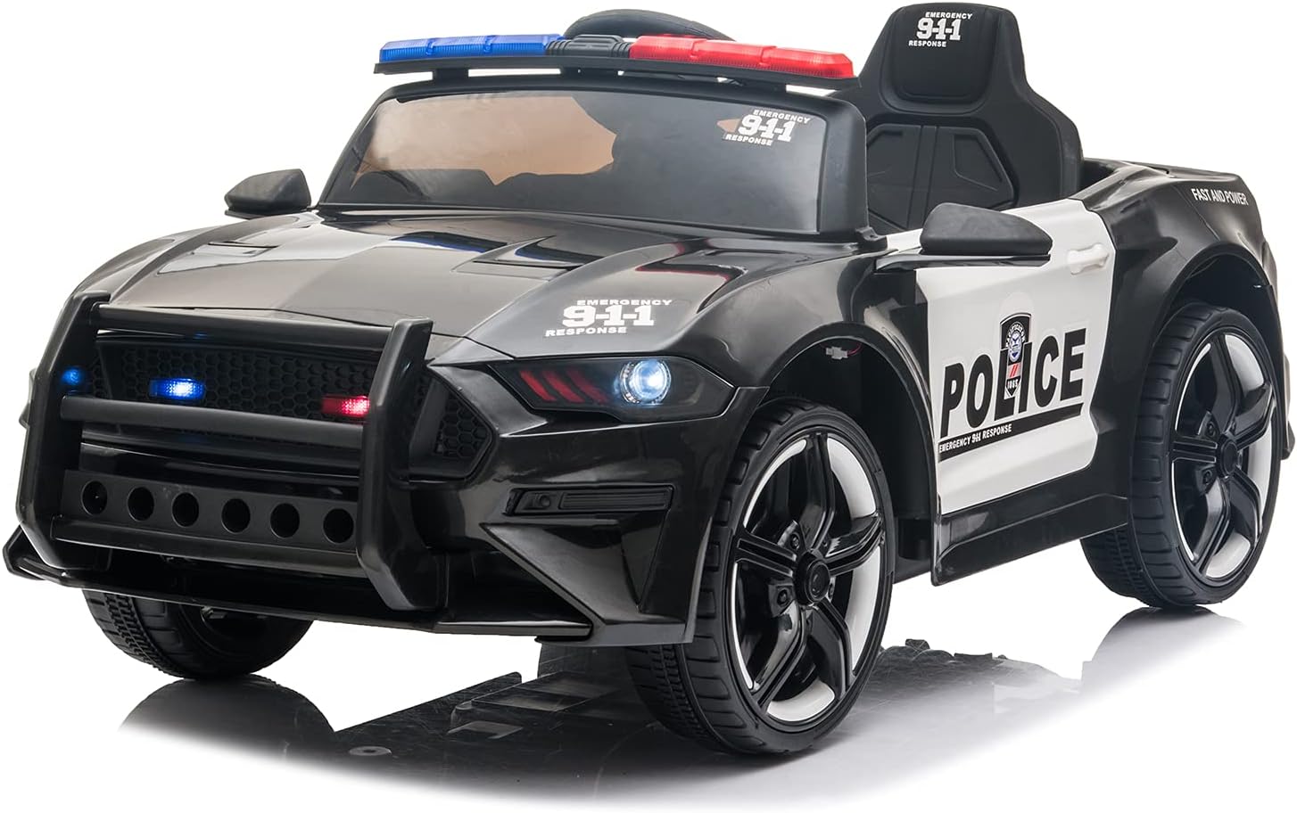 12V Battery Powered Ride on Car Police Car with Parent Remote Control (Rose Red) M903488