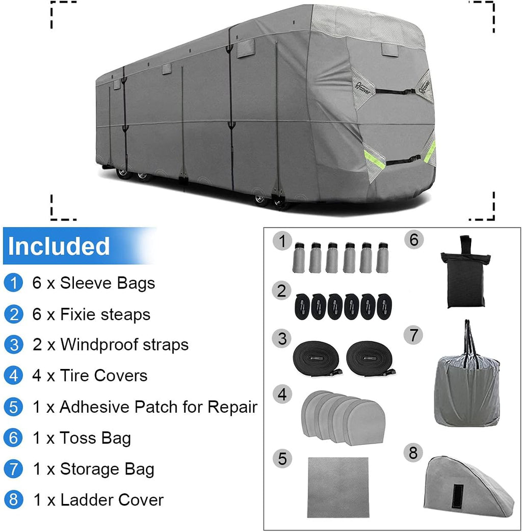RV Cover Non-Woven Fabric Waterproof Fits 33’ - 37’ Camper Motorhome E428