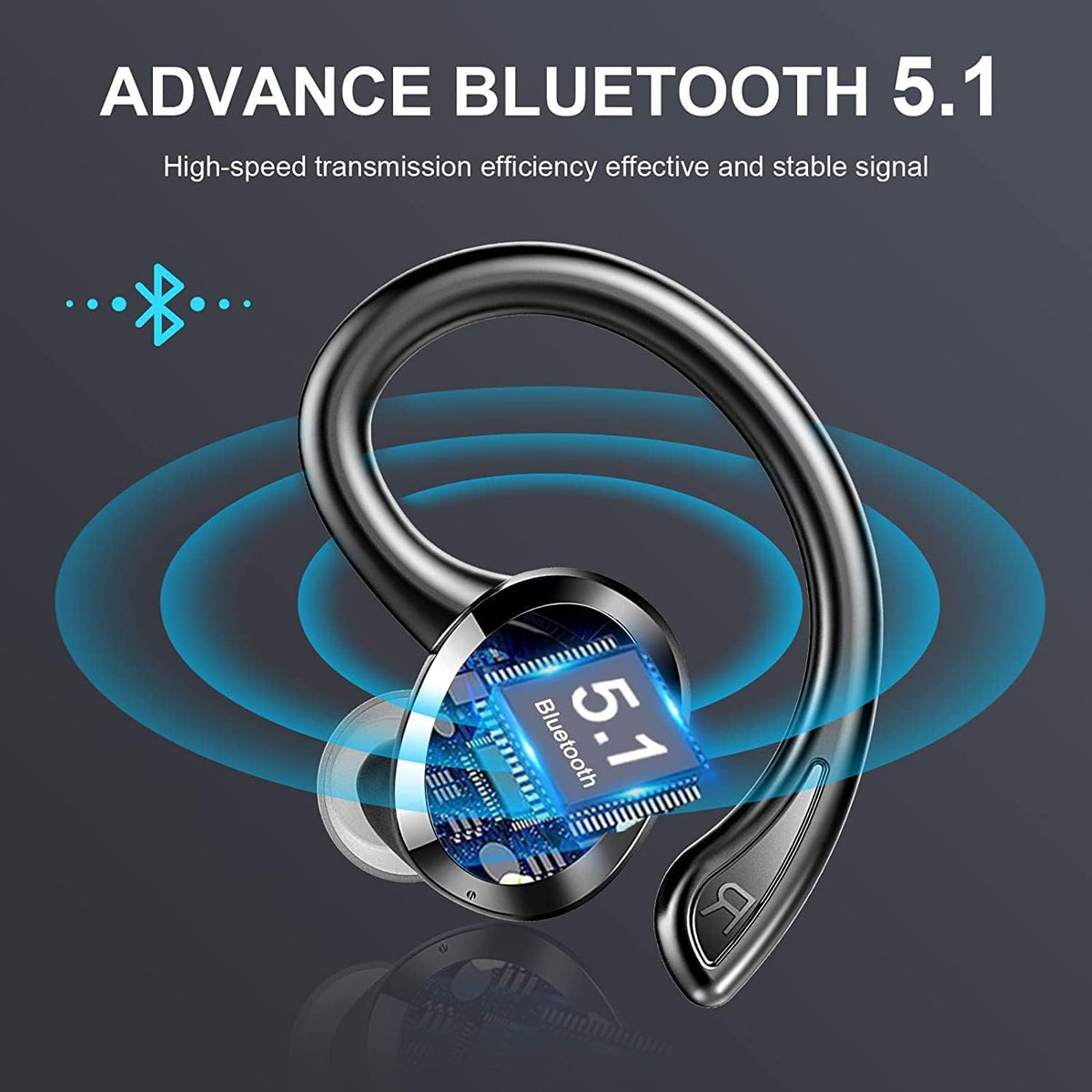 Wireless Bluetooth 5.1 Earbuds with Earhooks, IP7 Waterproof, 48H Playtime, Pack of 2 V214998