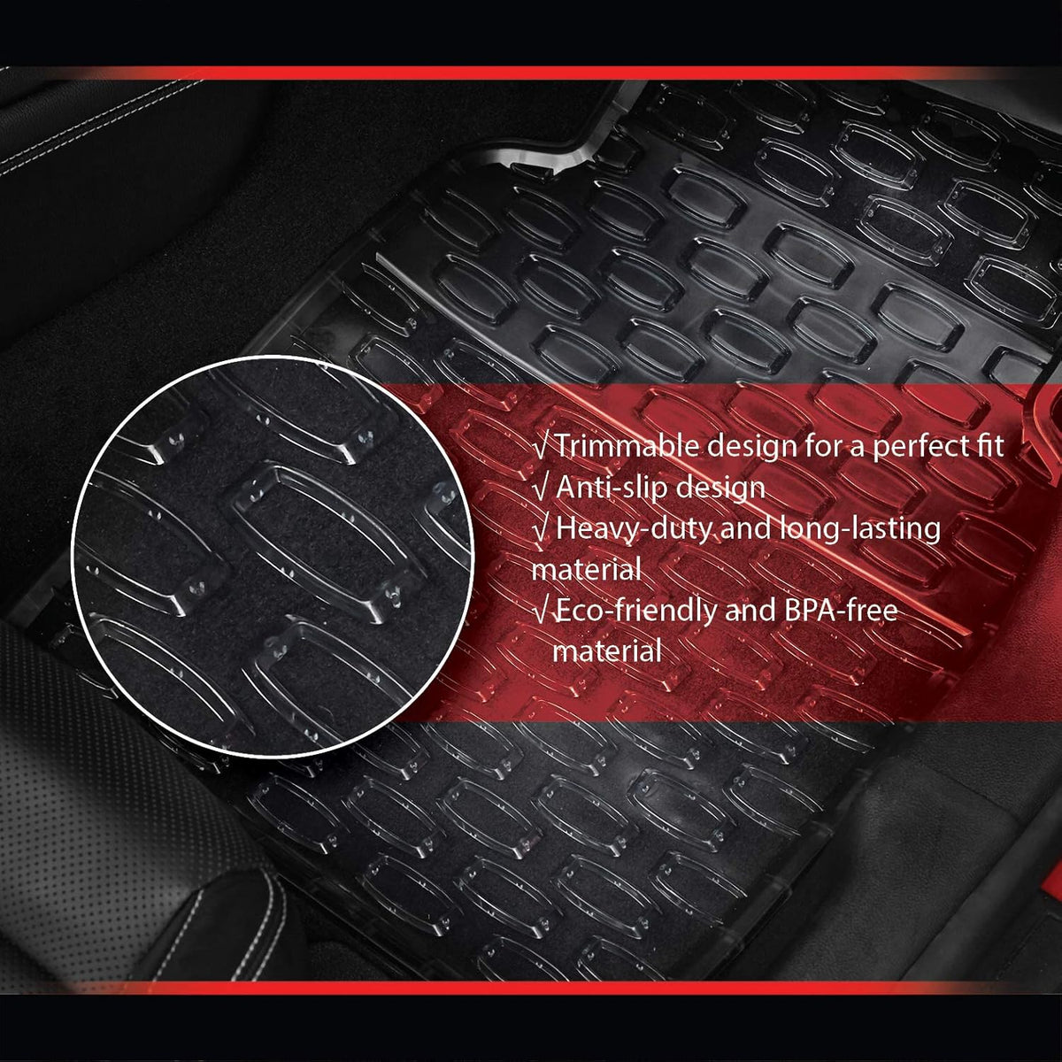 4 pcs Rubber Car Floor Mats X981833