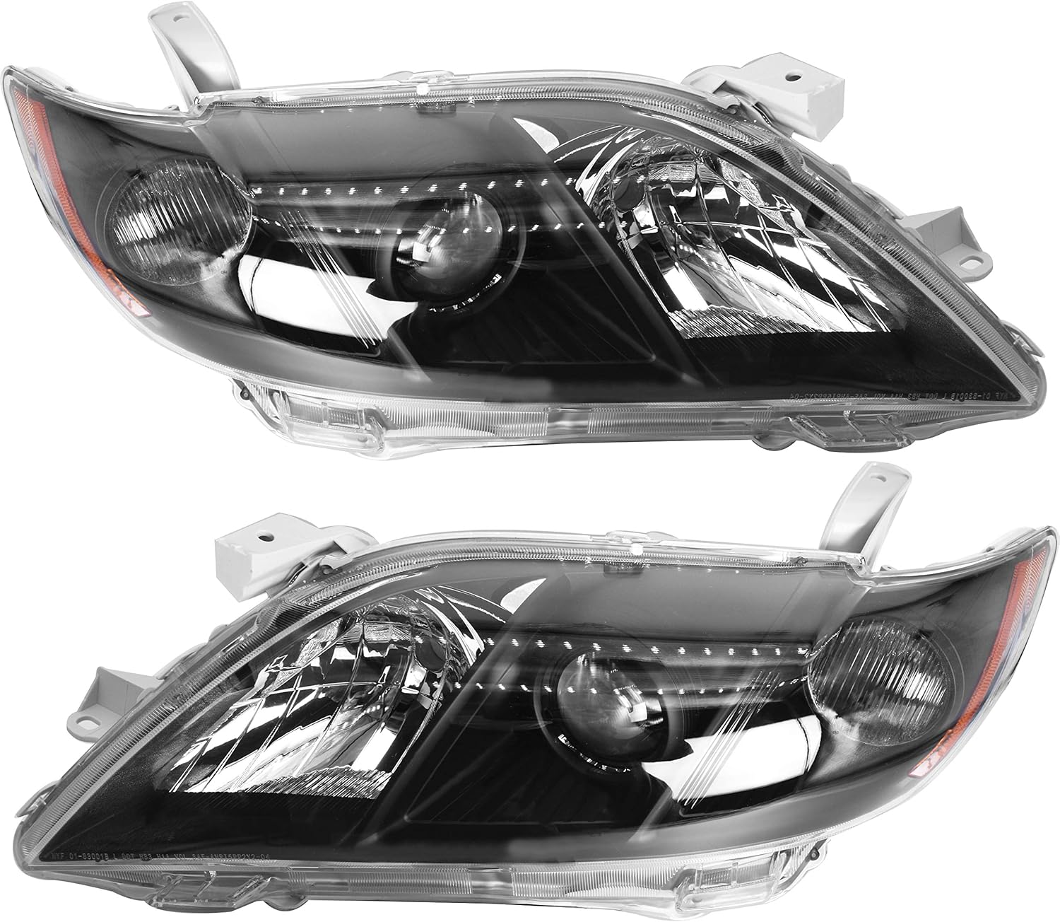 Black Polycarbonate Projector Headlamps Pair Set for 2007-2009 Toyota Camry A370834