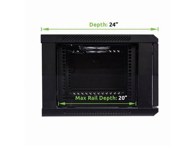 6U Wallmount Cabinet Enclosure 19-inch Server Network Rack with Locking Glass Door Black Z985