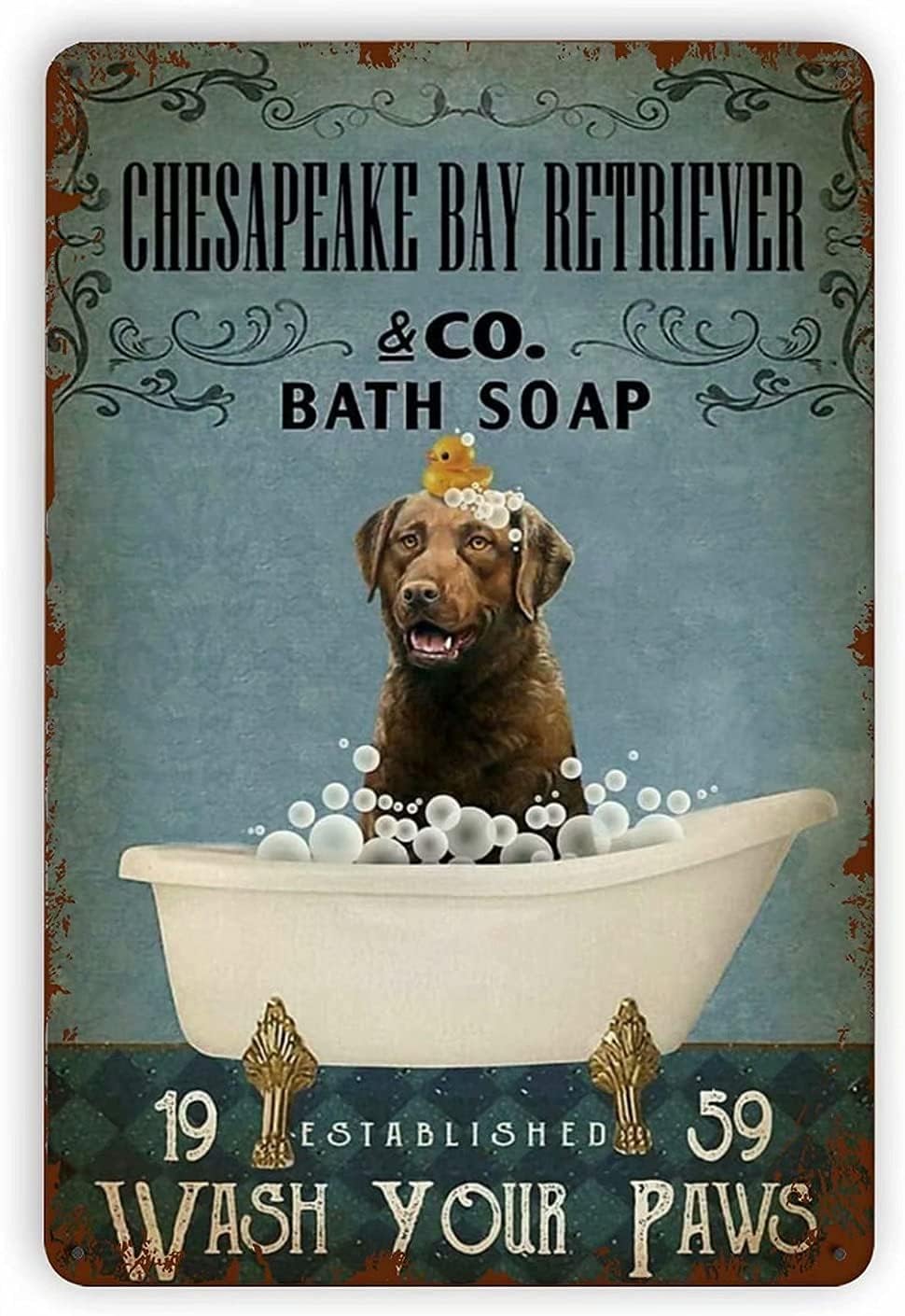 Black Pug Bathroom Metal Tin Sign 8x12 Inch T23232