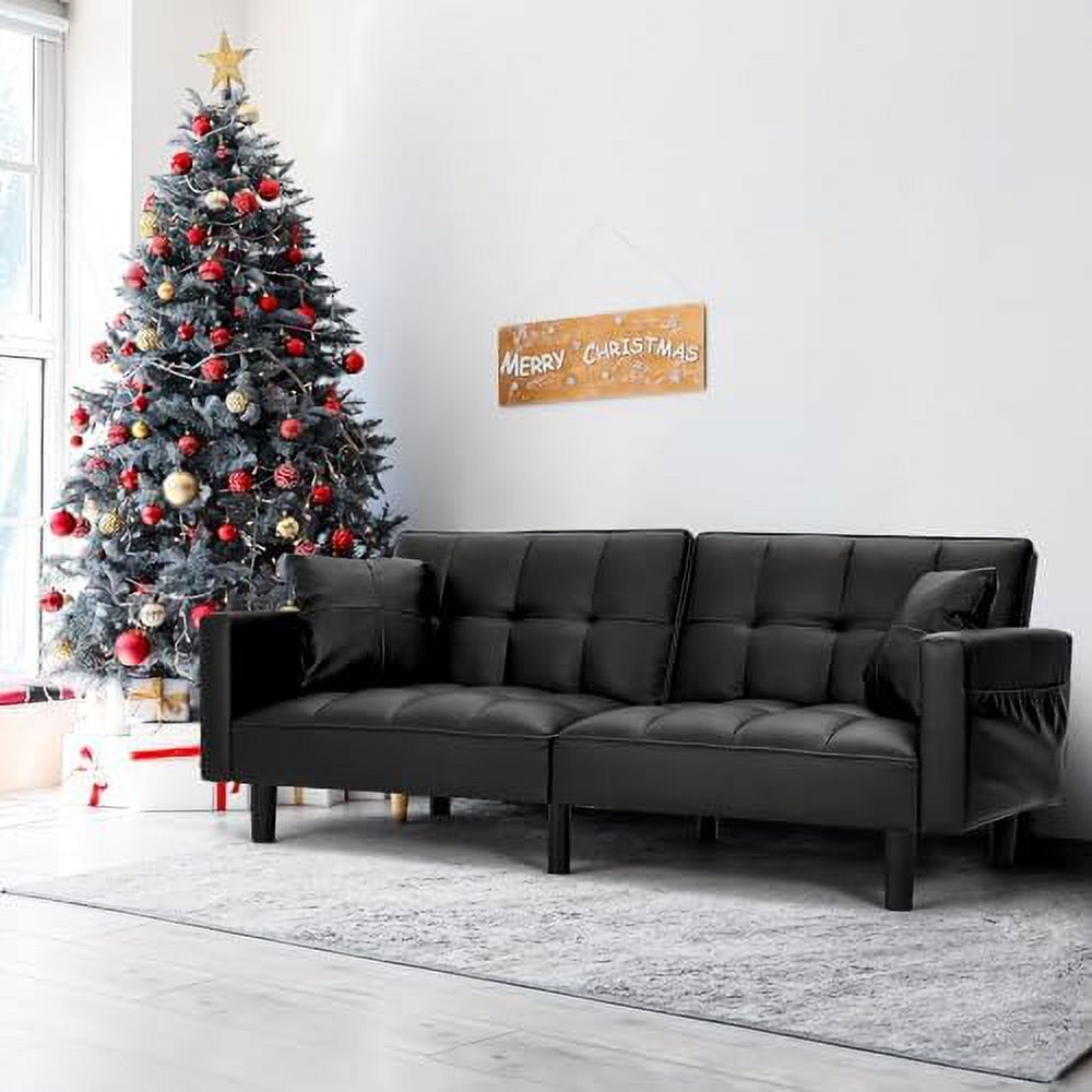 Modern Linen Fabric Convertible Sofa Bed with Adjustable Back and Arms H6921