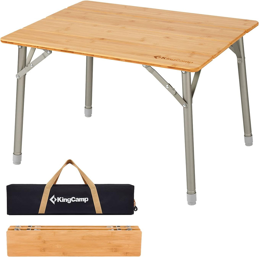 Bamboo Folding Table with Adjustable Height Aluminum Legs P47706