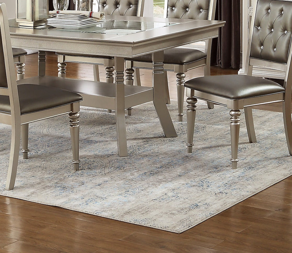 7pc Silver Dining Table with 6 Side Chairs F270