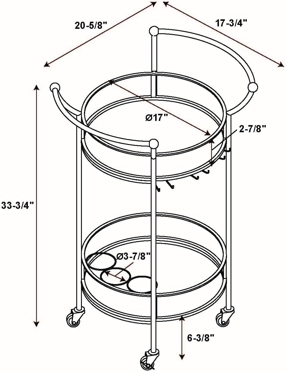 Gold Round Bar Cart V45047