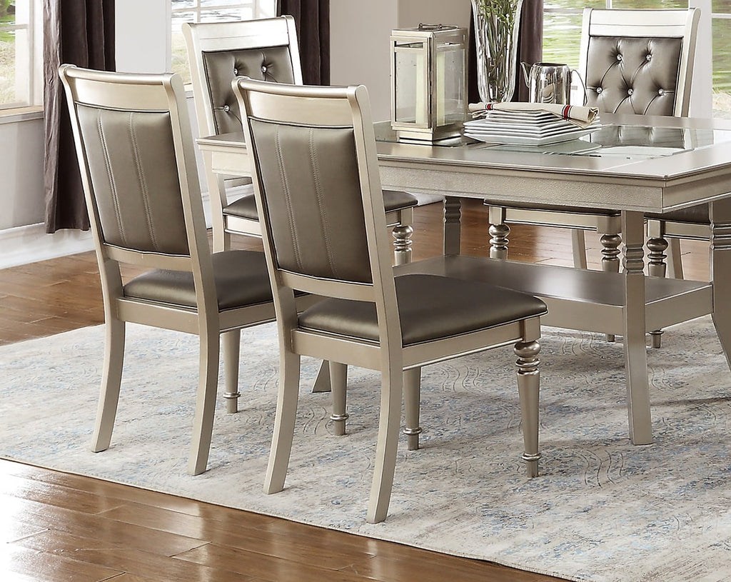 7pc Silver Dining Table with 6 Side Chairs F270