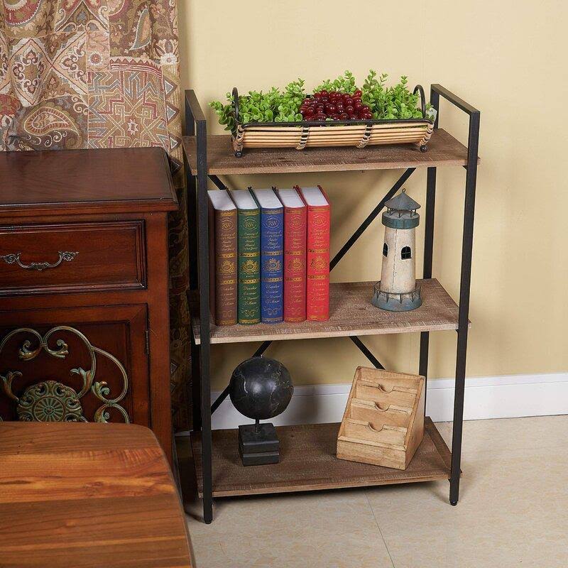 Dark Brown 3 Tier Bookcase Bookshelf V54082