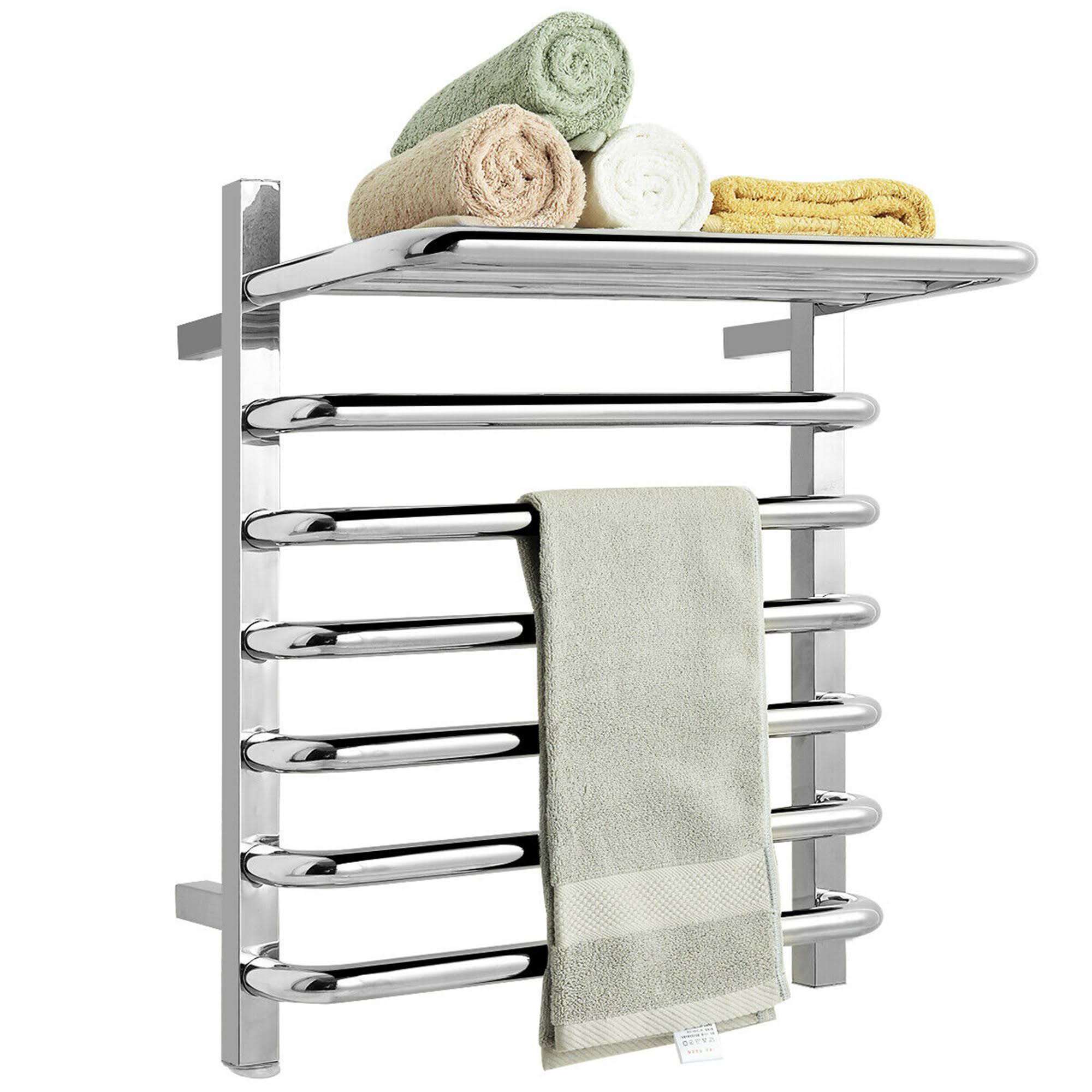 Wall Mounted Towel Warmer Stainless Steel Towel Rack with Top Shelf W969424