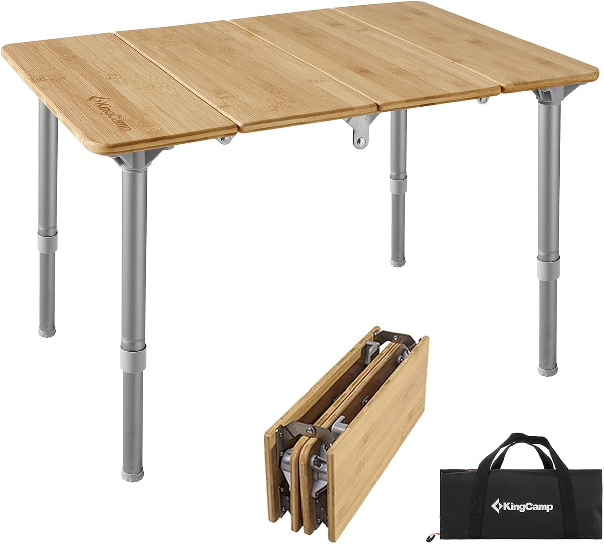 Bamboo Folding Table with Adjustable Height Aluminum Legs P47706