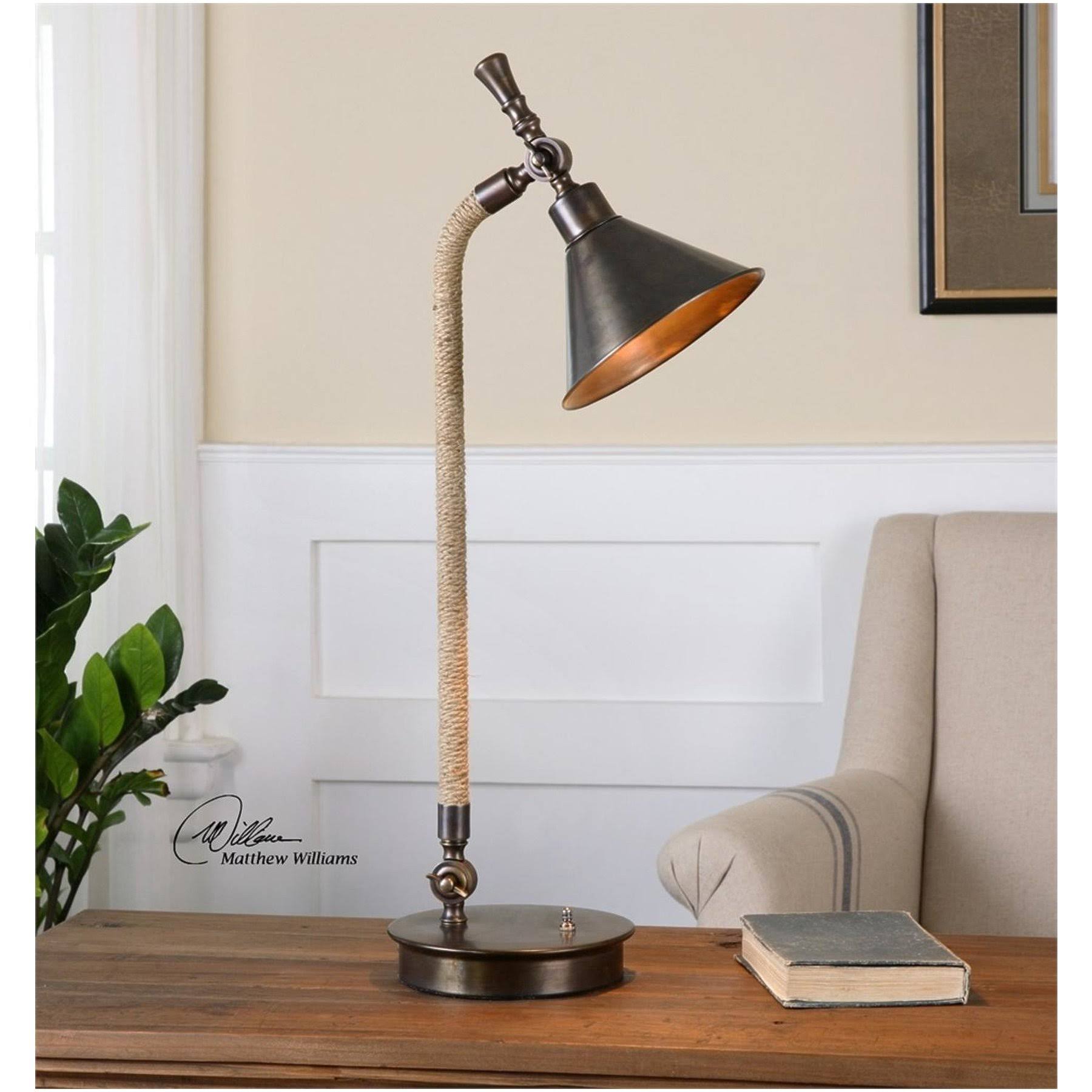 Oxidized Bronze Task Lamp with Pivoting Adjustable Shade C137