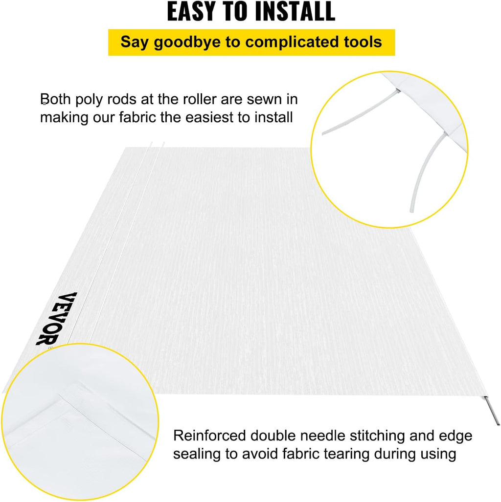 White 15 FT Vinyl RV Awning Replacement Fabric Q8904