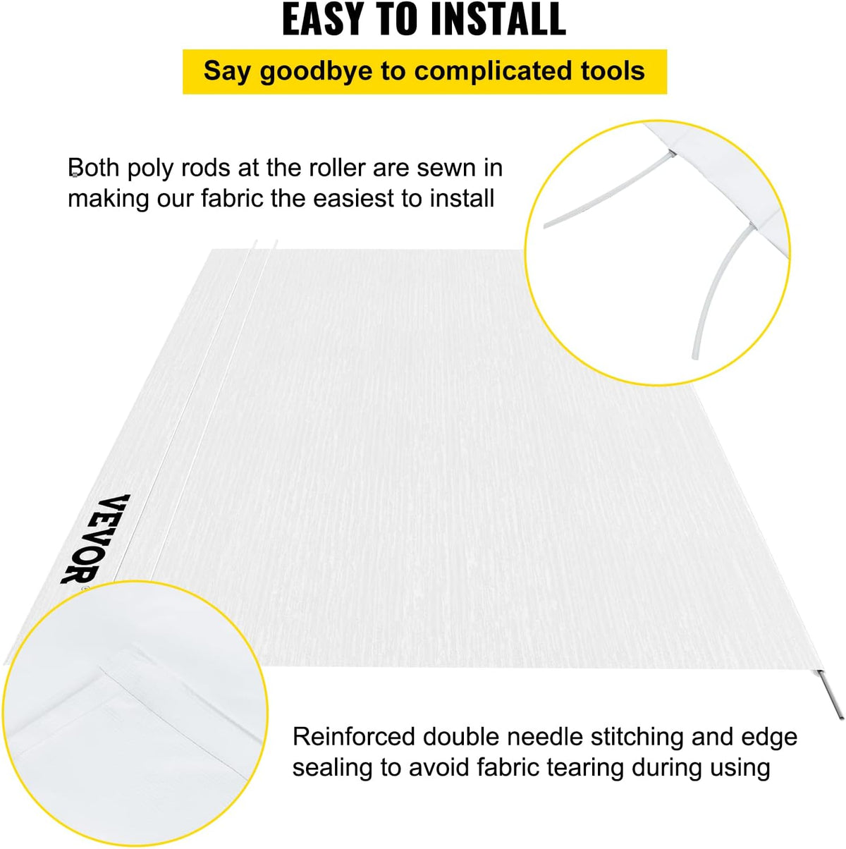 White 15 FT Vinyl RV Awning Replacement Fabric Q8904