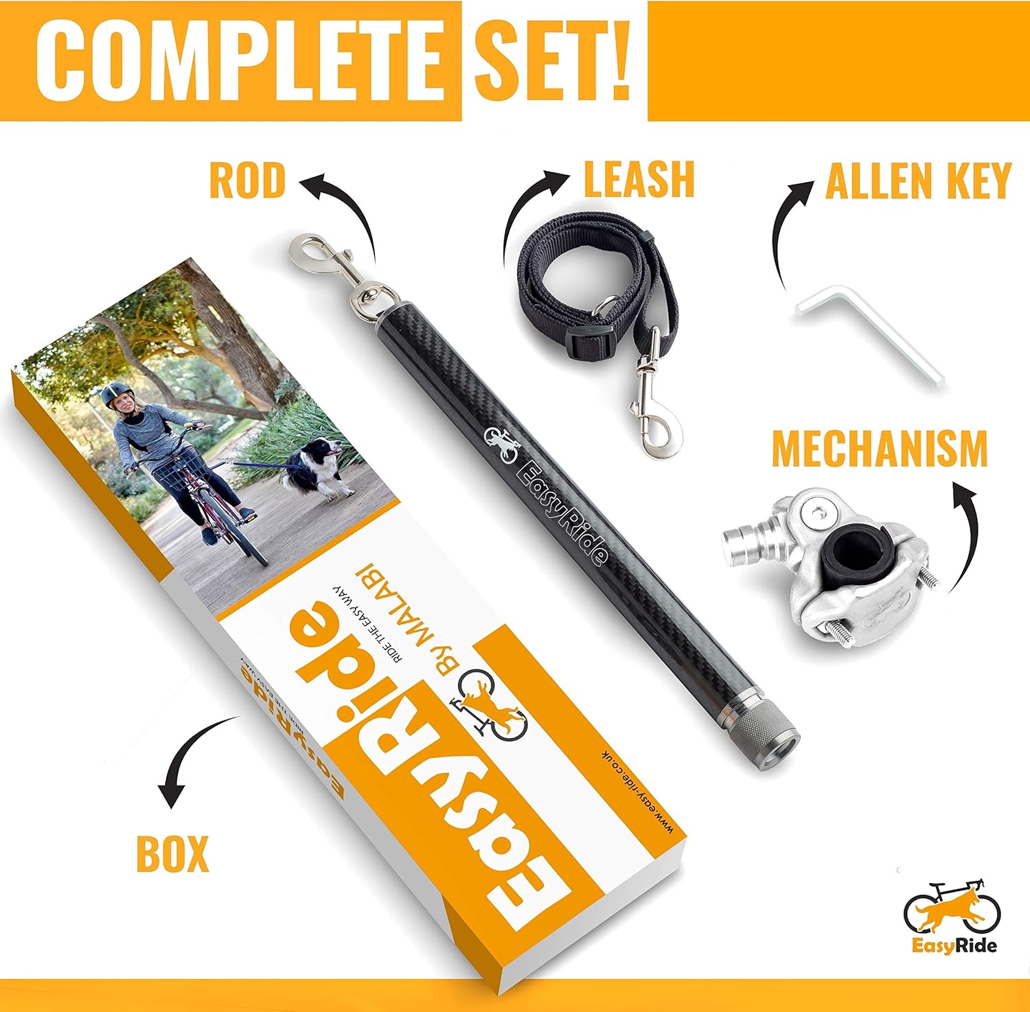 180° Rotating Dog Bike Leash with Shock Absorbers and Quick Attach Mechanism Y944
