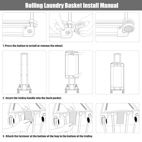 Rolling Laundry Hamper with Wheels, Large 90L Collapsible Laundry Basket Bag E63187