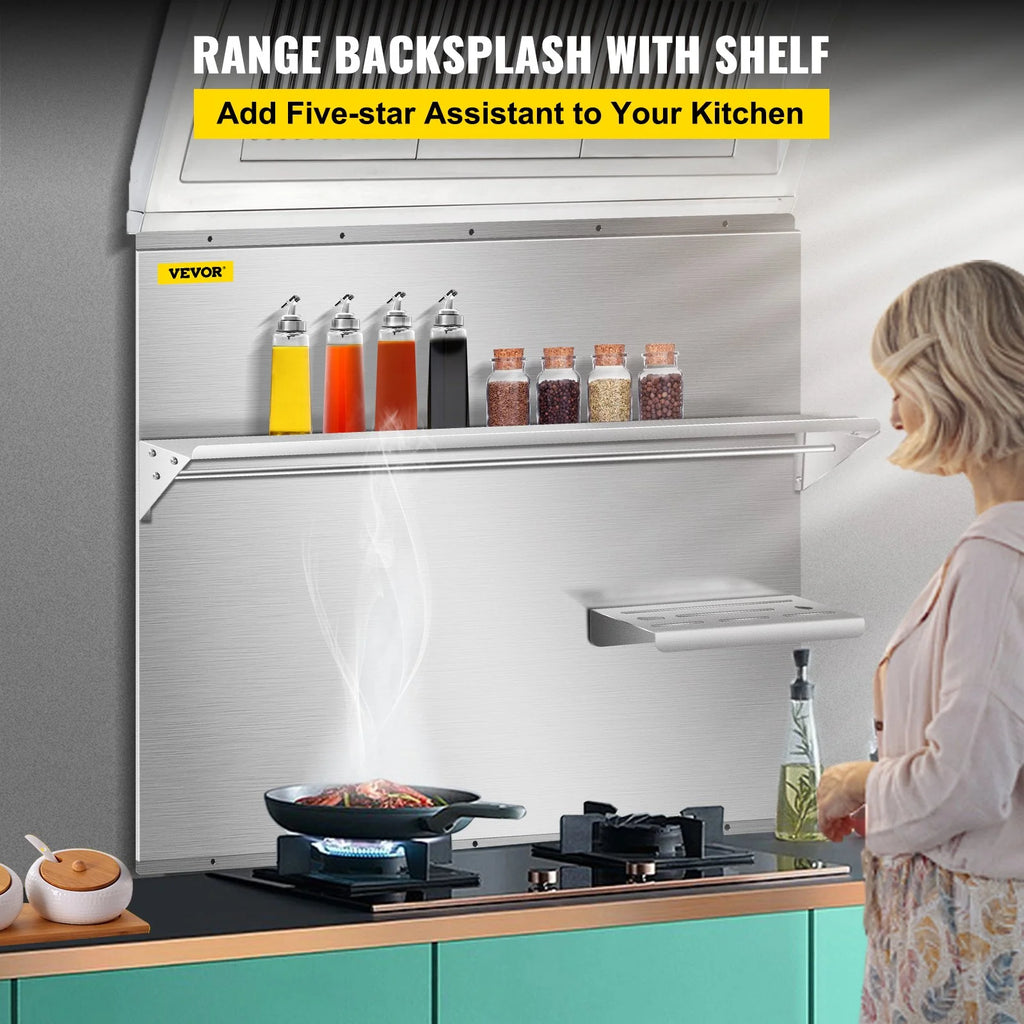 36 x 30.7 in. Stainless Steel Range Backsplash with Shelf V77404
