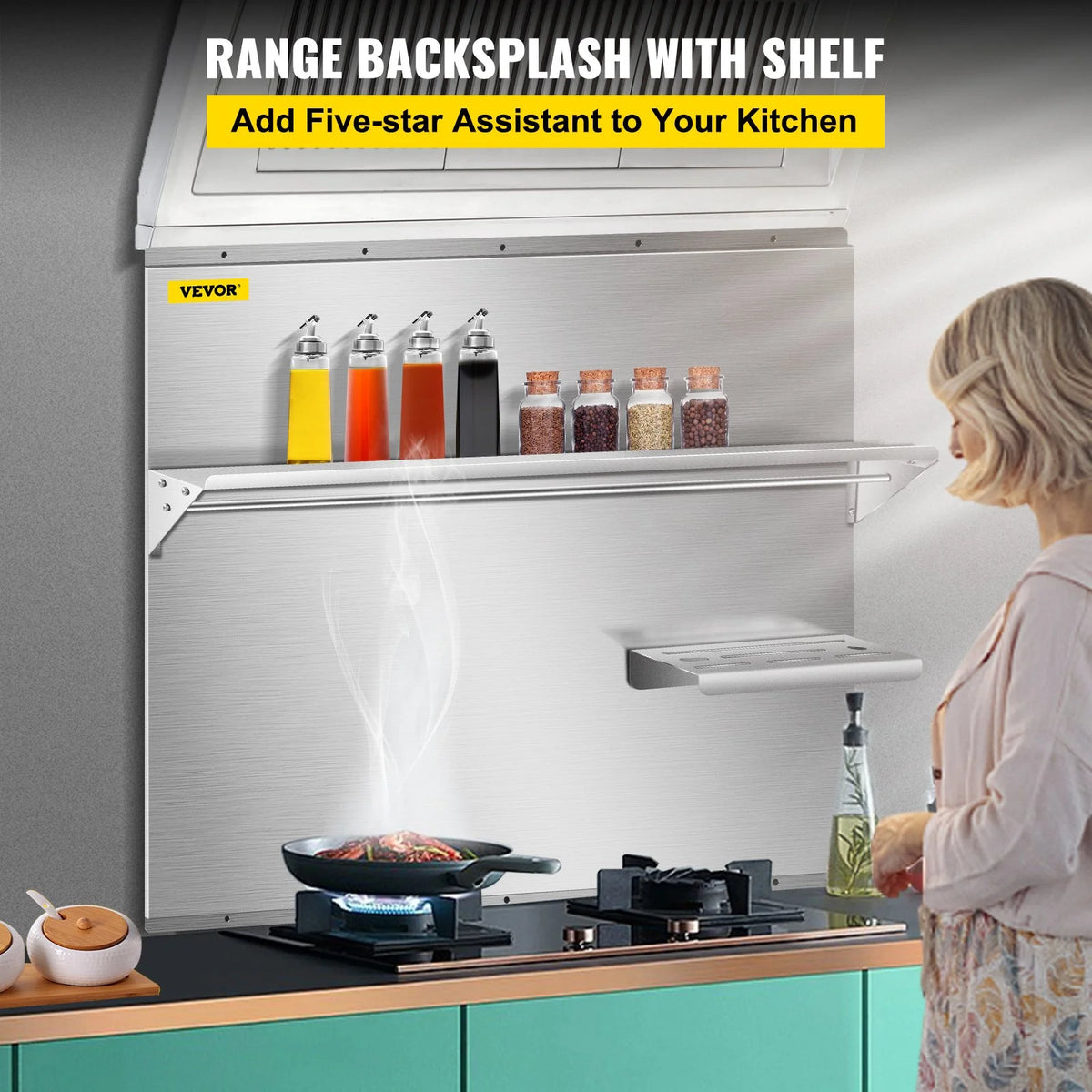 36 x 30.7 in. Stainless Steel Range Backsplash with Shelf V77404