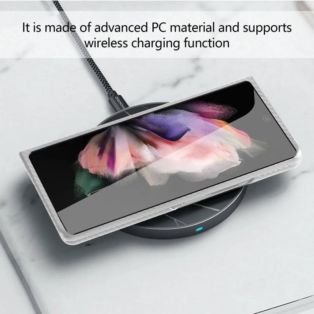 White Carbon Fiber Slim Case with Hidden Kickstand for Samsung Galaxy Z Fold 4 W6933