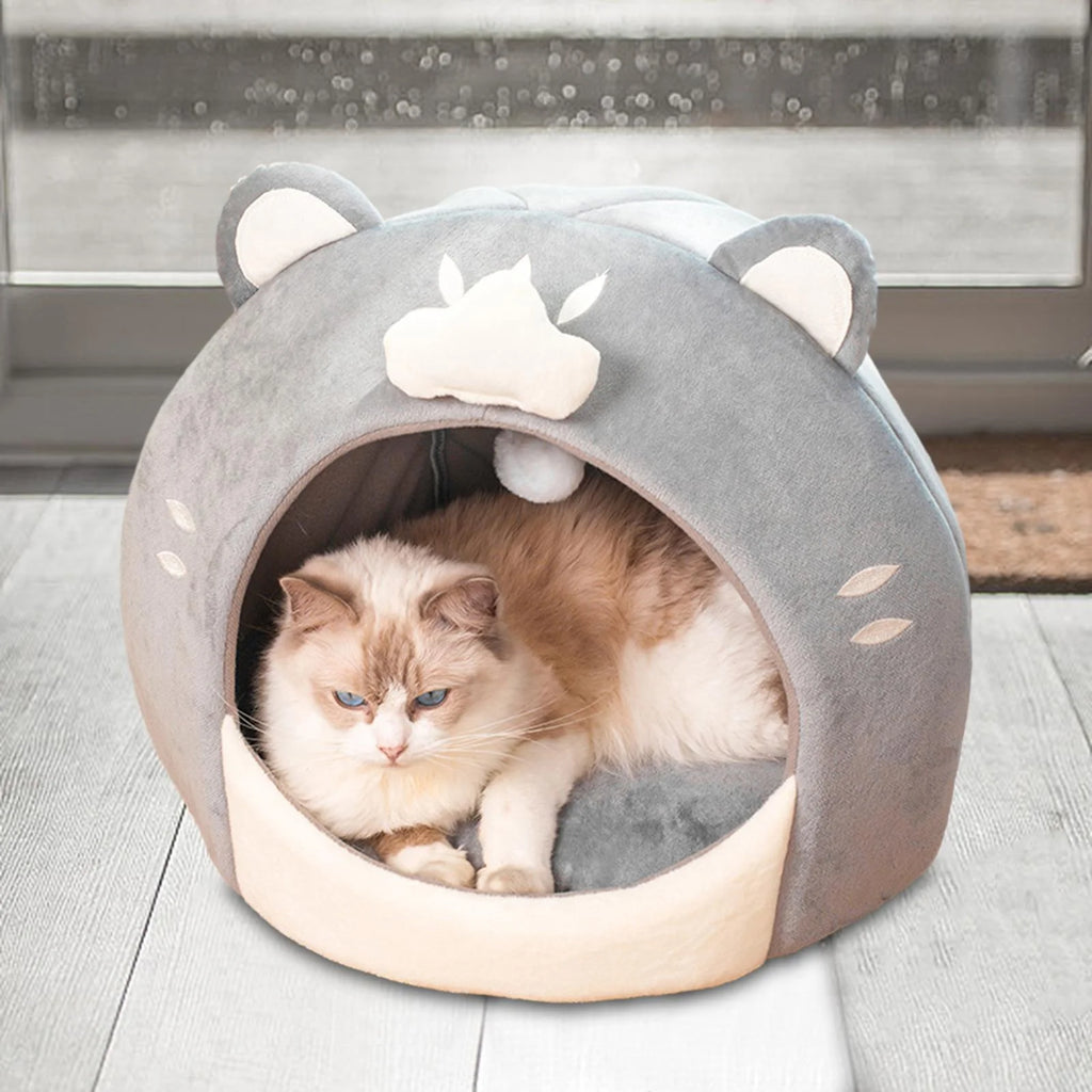 Cat Bed with Plush Ball Inner Cushion Machine Wash N228