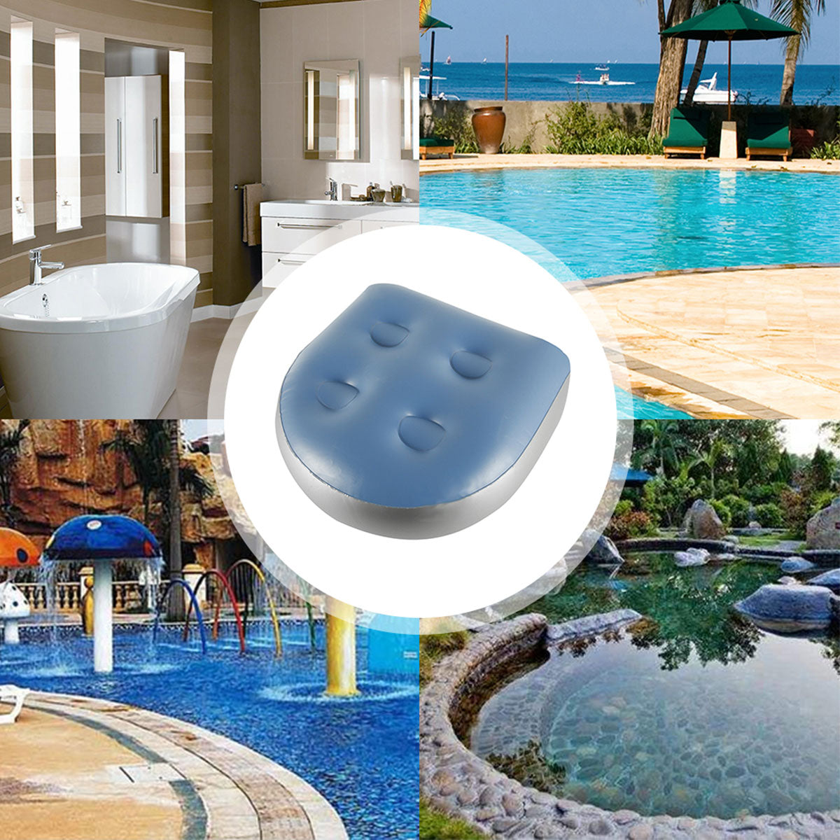 Spa and Hot Tub Booster Seat Pad with Suction Cup, Back Support Bath Spa Pad Soft Inflatable Massage Cushion V818336